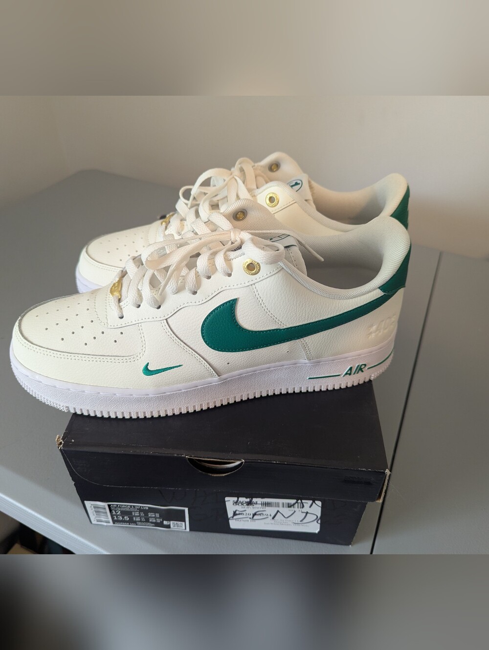 Nike Air Force 1 Low 07 40th Anniversary White Green Leather Sneakers